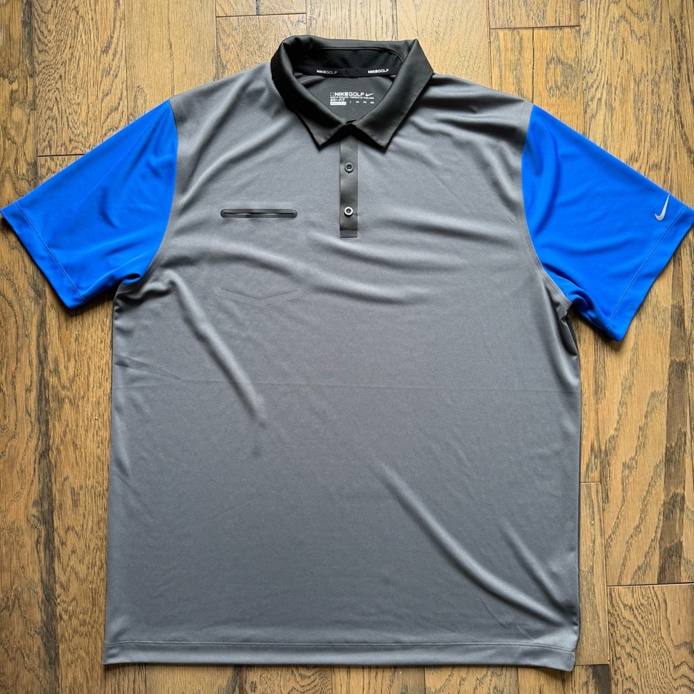 Nike Golf Dri-Fit Polo Shirt Mens Adult XXL Gray Blue